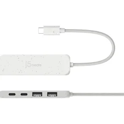j5create Eco-Friendly 4-Port USB-C Hub, Pure White (JCH342EW)