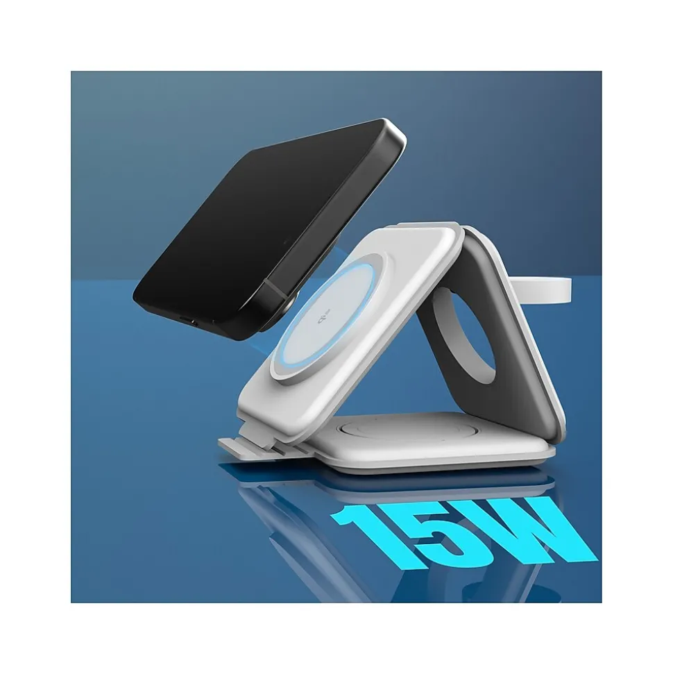 j5create Magnetic Wireless 3-in-1 Charging Station, White (JUPW3215)