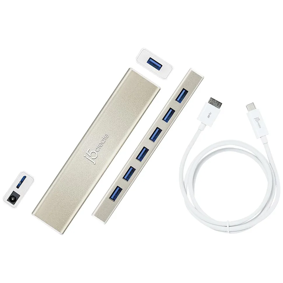 j5create 7-Port USB 3.0 Hub, Silver (JCH377US)