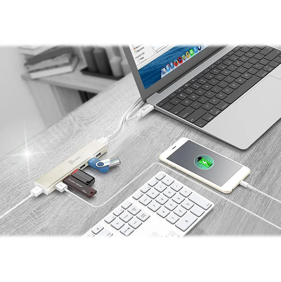 j5create 7-Port USB 3.0 Hub, Silver (JCH377US)