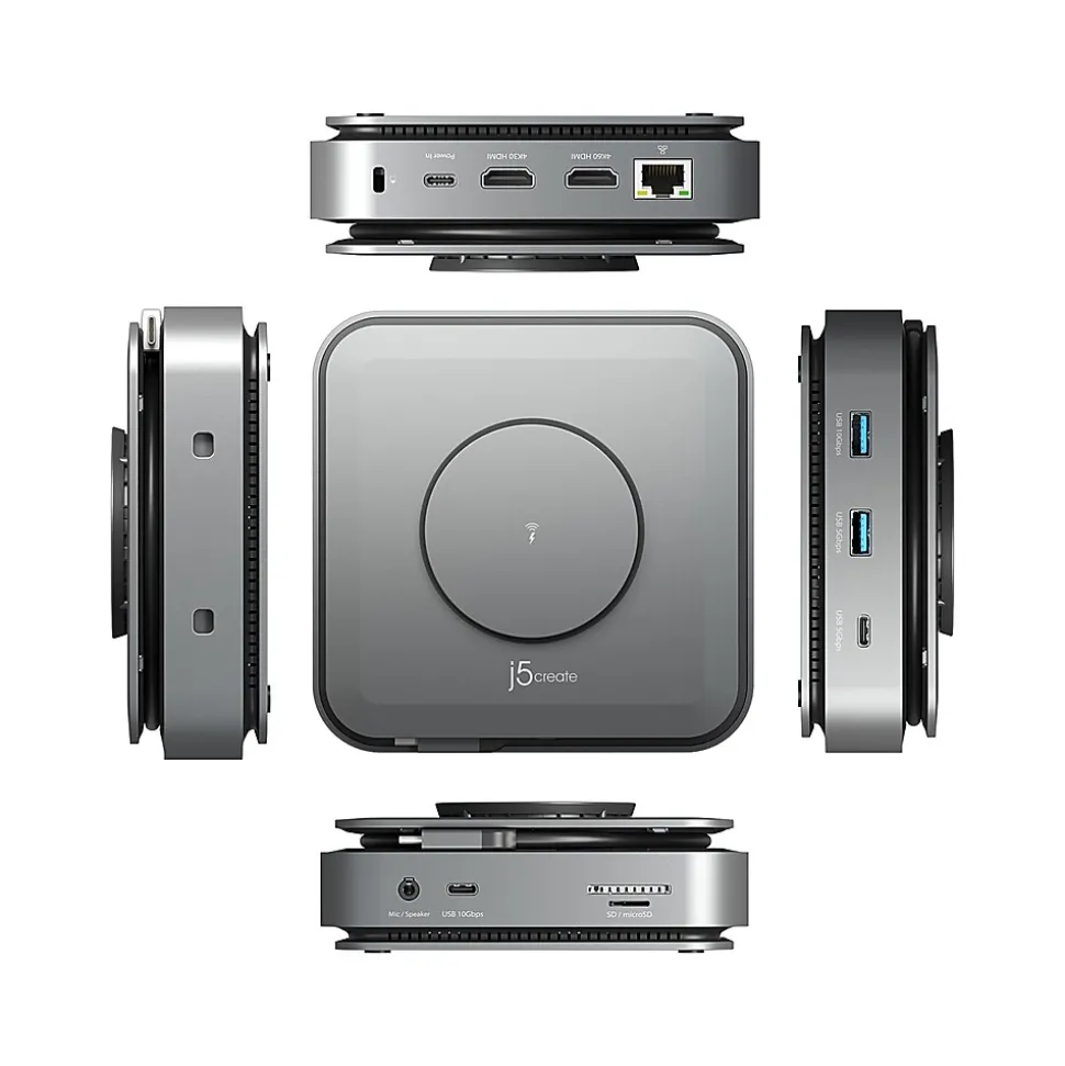 j5create 11-Port USB Type-C Dock Dual 4K HDMI Hub, Space Gray (JCD3199)