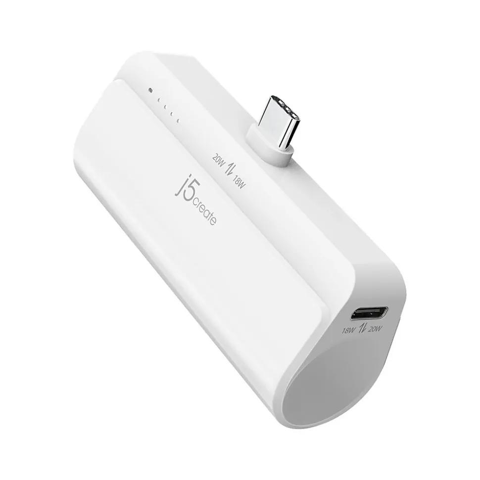 j5create USB Type-C Power Bank, 4900mAh, Pure White (JPB5220W)