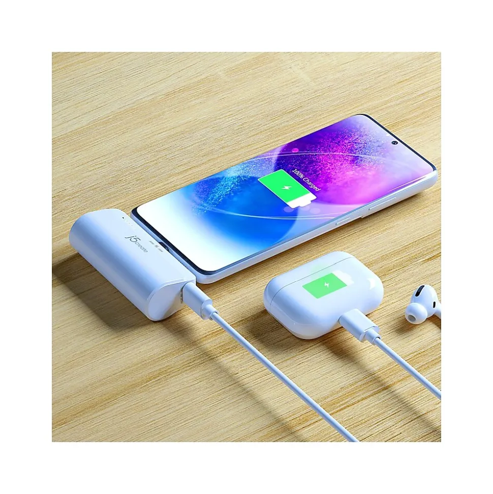 j5create USB Type-C Power Bank, 4900mAh, Pure White (JPB5220W)