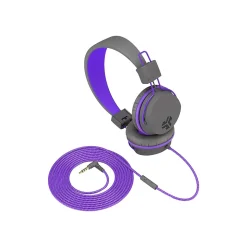 JLab JBuddies Studio Kids On-Ear Headphones, Graphite/Violet (JKSTUDIO-GRYPRPL-BOX)