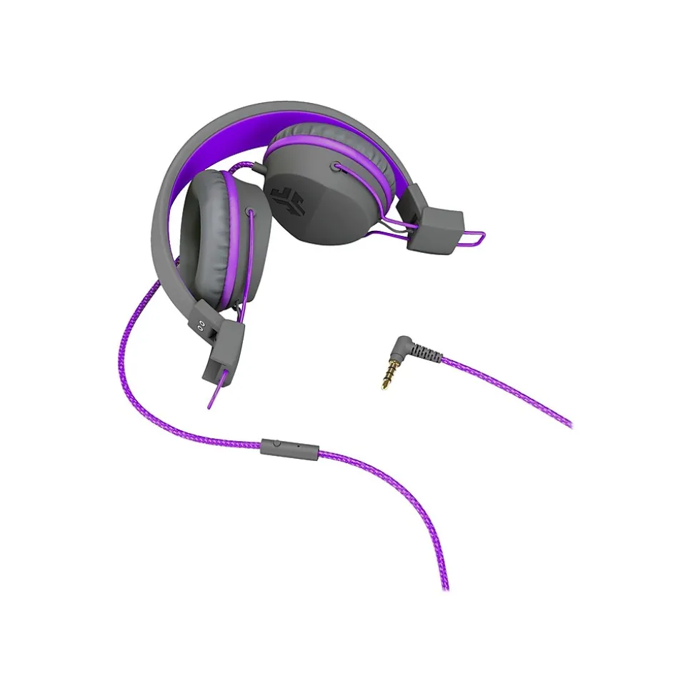 JLab JBuddies Studio Kids On-Ear Headphones, Graphite/Violet (JKSTUDIO-GRYPRPL-BOX)
