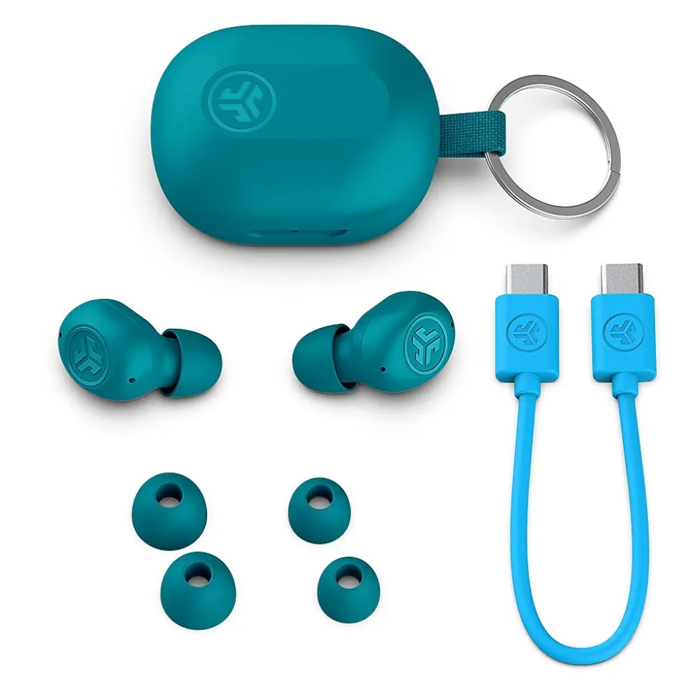 JLab JBuds Mini Wireless Noise Canceling Earbuds, Bluetooth, Aqua (EBJBMINIRAQUA124)