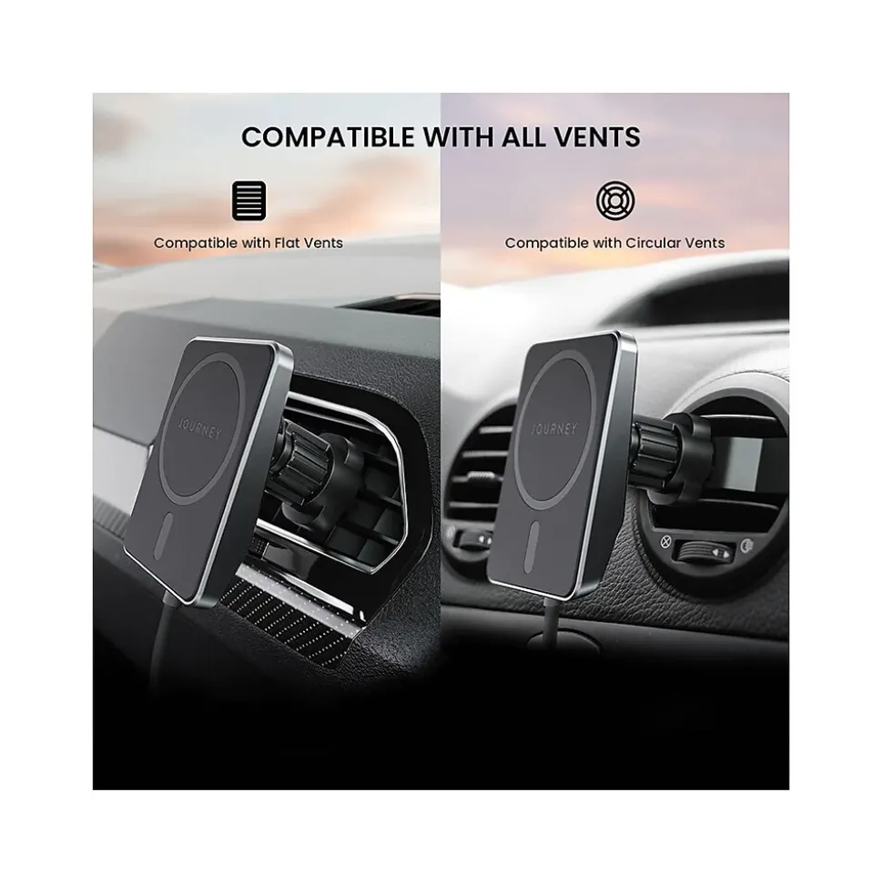 Journey EXPRESS MagSafe Wireless Car Mount Charger, Black (JREMWCVM)