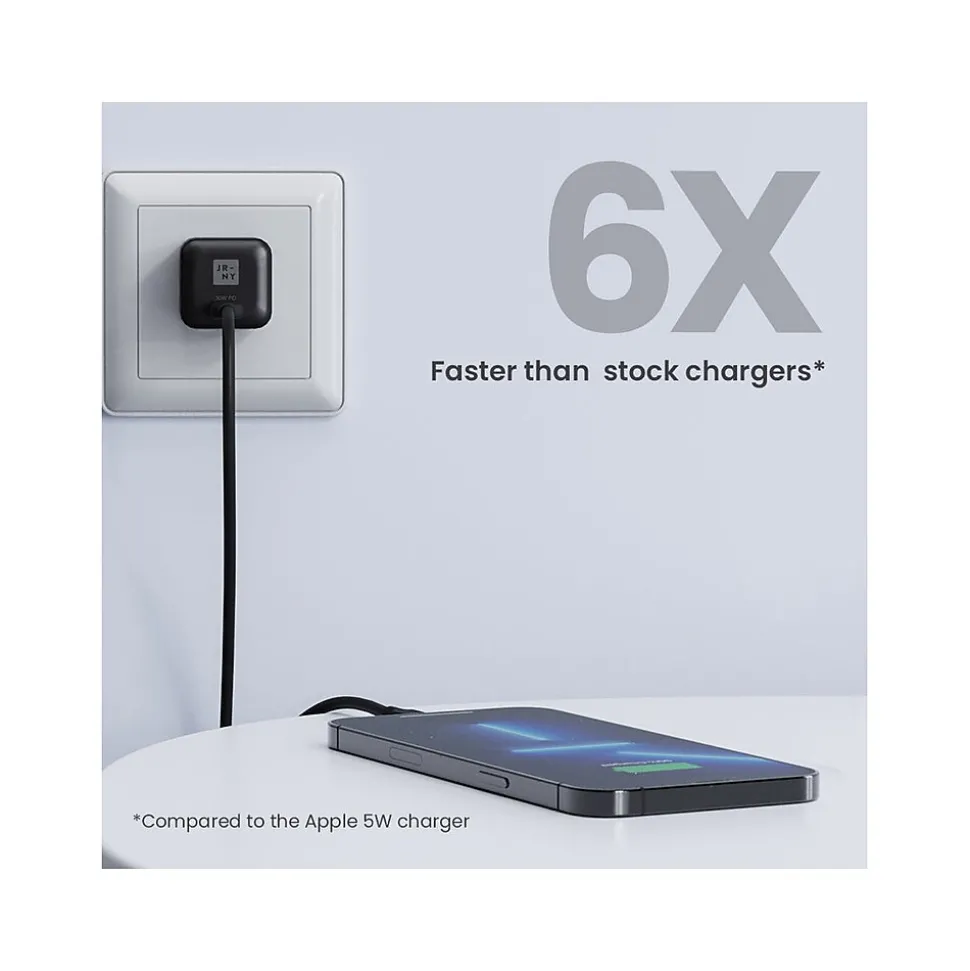 Journey Mini USB Type-C Wall Charger, Black (JWCG130BL)