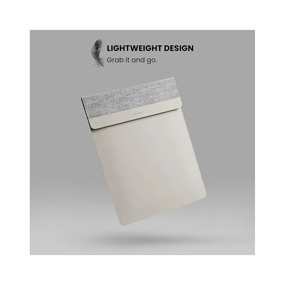 JOURNEY NEXA 14" Faux Leather Laptop Sleeve, Dove Gray (JWCS14LG)