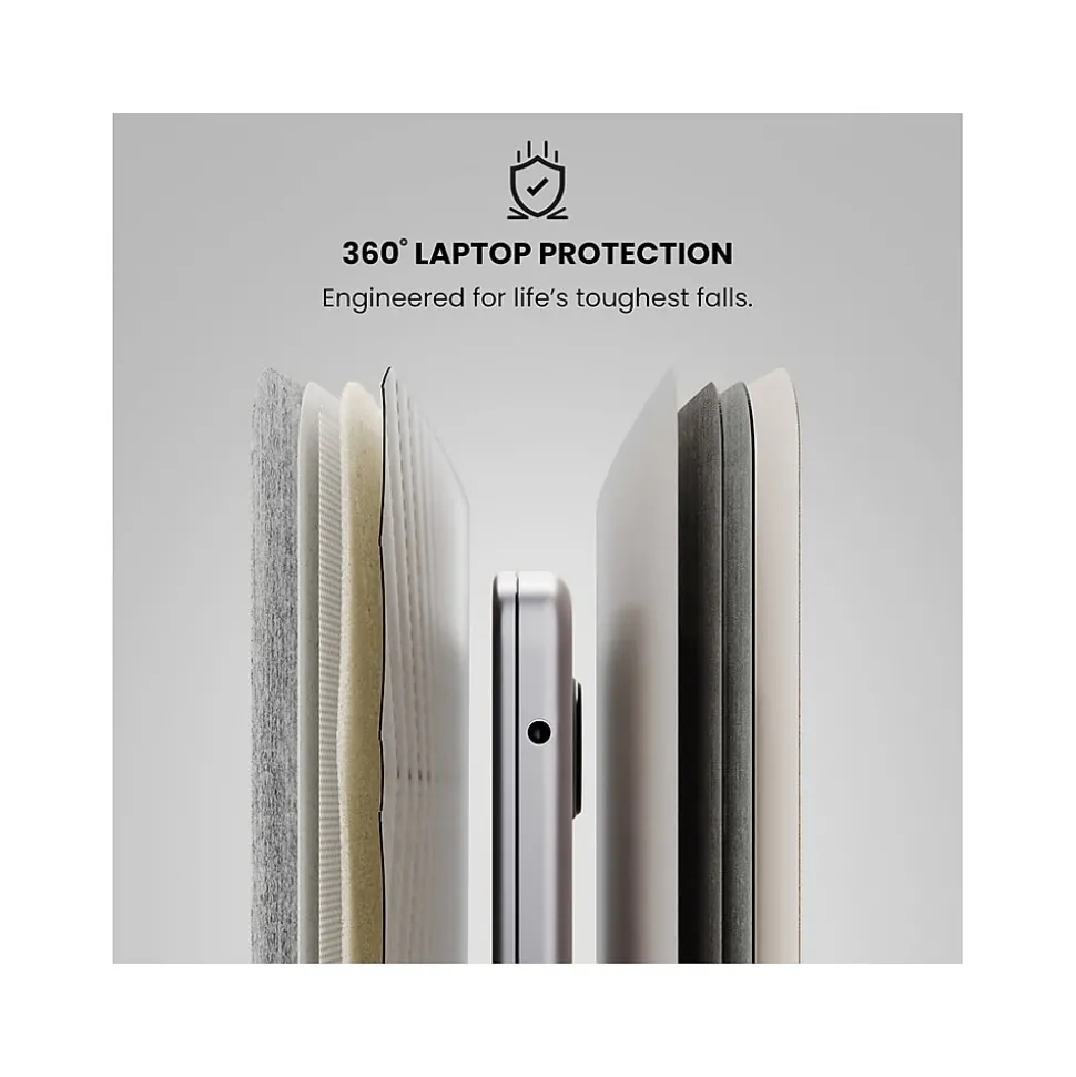 JOURNEY NEXA 14" Faux Leather Laptop Sleeve, Dove Gray (JWCS14LG)