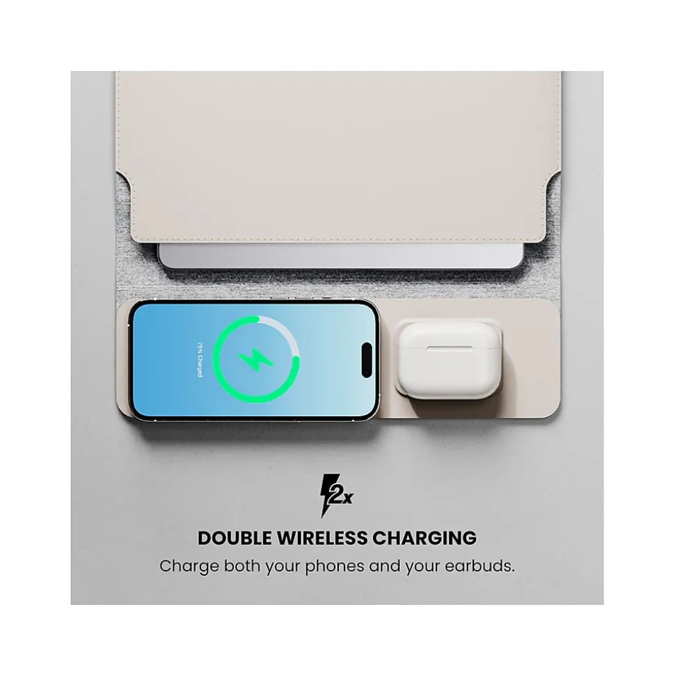 JOURNEY NEXA 14" Faux Leather Laptop Sleeve, Dove Gray (JWCS14LG)