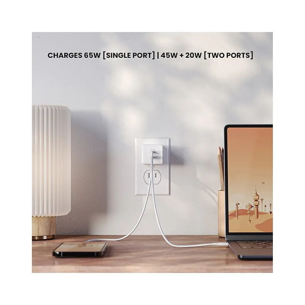 Journey USB Type-C Dual Wall Charger, White (JWCG265WH)