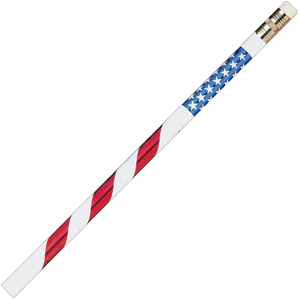 J.R. Moon Pencil Stars and Stripes Wooden Pencil, 2mm, #2 Medium Lead, Dozen (JRM7856B)