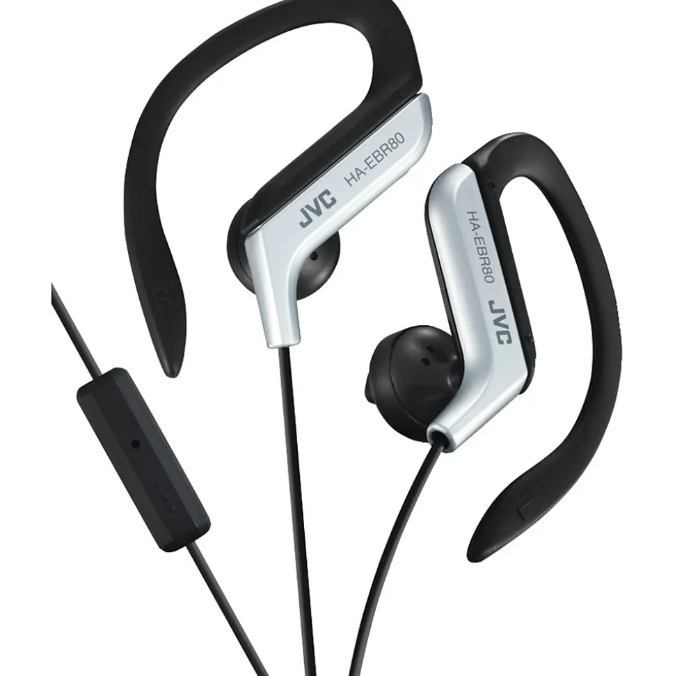 JVC HA-EBR80S Stereo Sport-clip In-Ear Headphone with Mic and Remote, Silver