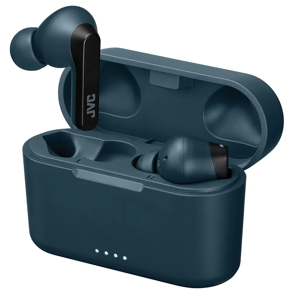 JVC RIPTIDZ True Wireless Earbuds with Charging Case, Bluetooth, Navy (HAA9TA)
