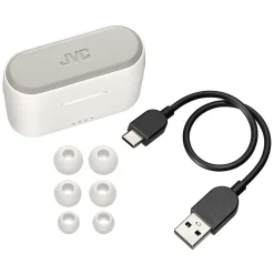 JVC RIPTIDZ True Wireless Earbuds with Charging Case, Bluetooth, White (HAA9TW)