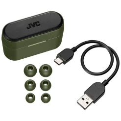 JVC RIPTIDZ True Wireless Earbuds with Charging Case, Bluetooth, Olive (HAA9TG)