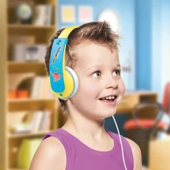 JVC Tinyphones Kids' Over-Ear Child-Safe Headphones, Blue/Yellow (HAKD7Y)