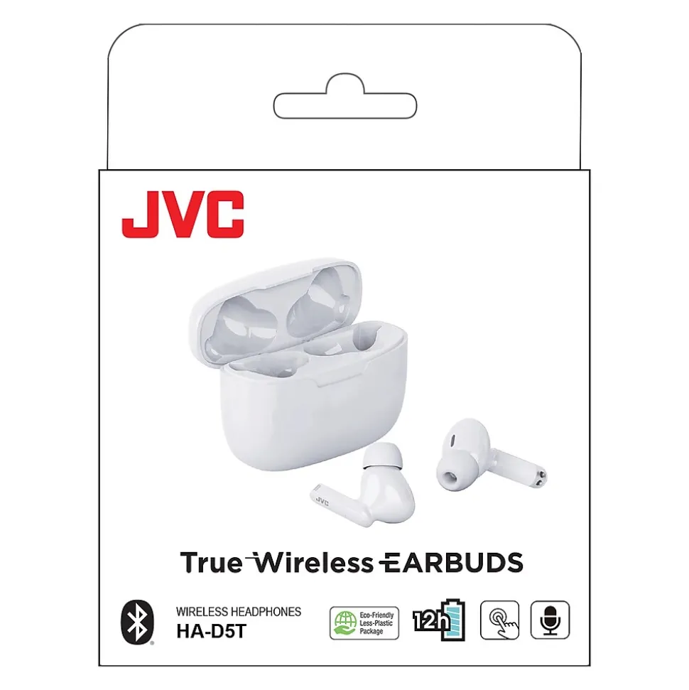JVC Ultra-Compact True Wireless Earbuds with Charging Case, Bluetooth, Coconut White (HAD5TW)