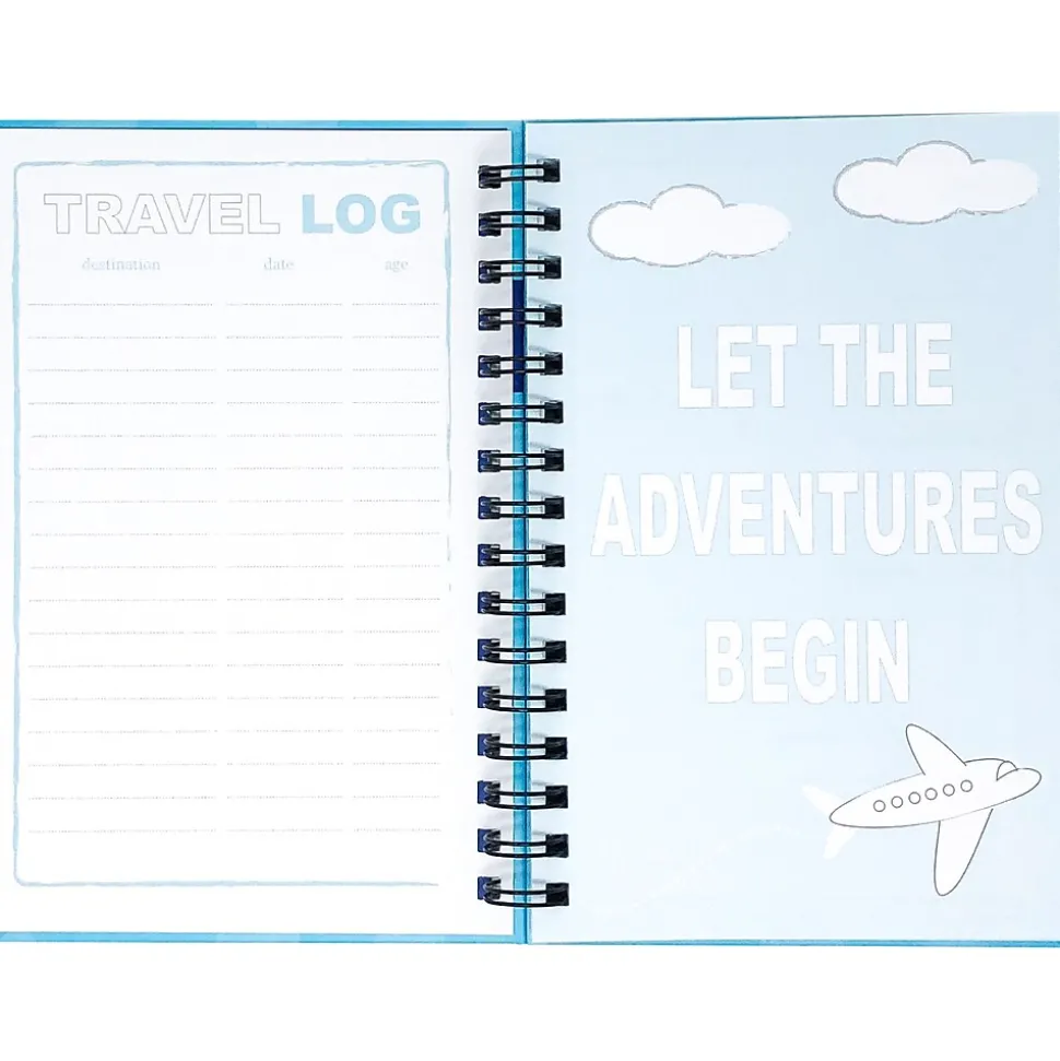 Kahootie Co. Travel Journal For Kids Hardcover Journal, 5.5" x 8.5", Wide Ruled, Blue/Teal, 60 Pages (TRAVTB-H)