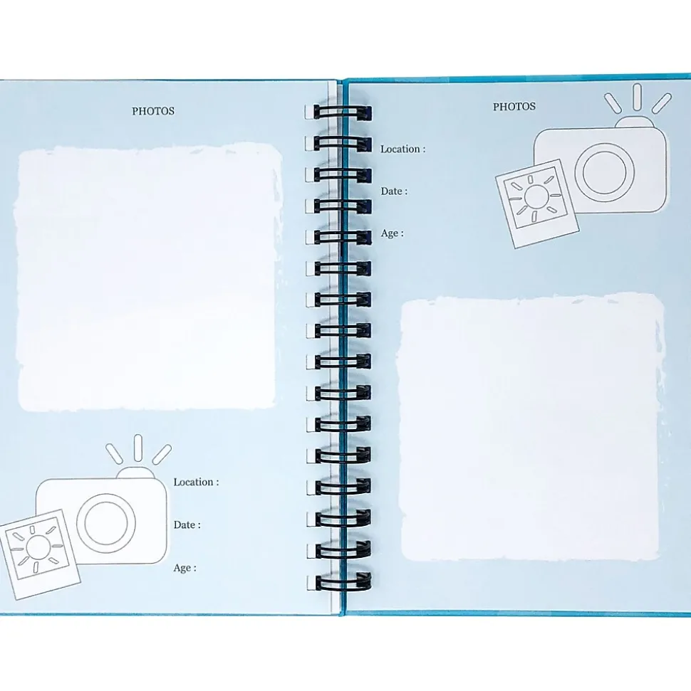 Kahootie Co. Travel Journal For Kids Hardcover Journal, 5.5" x 8.5", Wide Ruled, Blue/Teal, 60 Pages (TRAVTB-H)