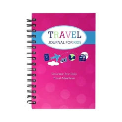 Kahootie Co. Travel Journal For Kids Hardcover Journal, 5.5" x 8.5", Wide Ruled, Pink, 60 Pages (TRAVP-H)
