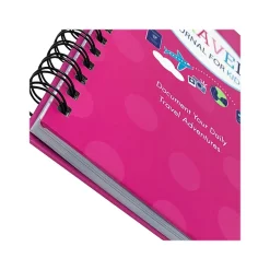 Kahootie Co. Travel Journal For Kids Hardcover Journal, 5.5" x 8.5", Wide Ruled, Pink, 60 Pages (TRAVP-H)