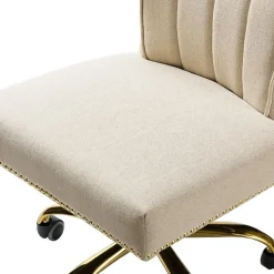 Karat Home Armless Polyester Swivel Task Chair, Tan (OFM0001-TAN)