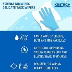 Kimtech Science Kimwipes Delicate Task Durable Fibers Cleaning Wipers, 16.6