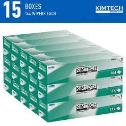Kimtech Science Kimwipes Delicate Task Virgin Fiber Cleaning Wipers, 14.7" x 16.6", White, 144 Wipers/Box, 15/Carton (34256)