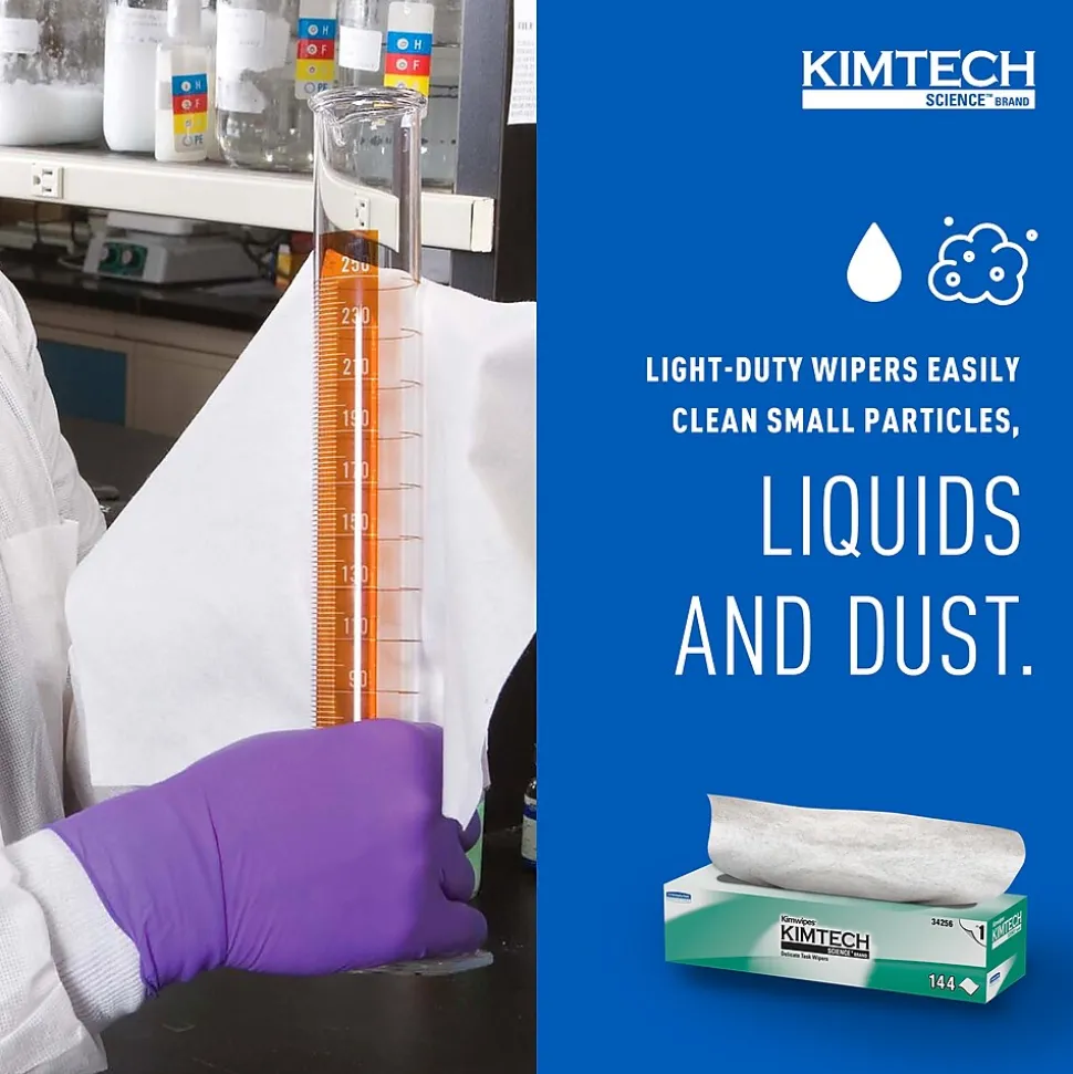 Kimtech Science Kimwipes Delicate Task Virgin Fiber Cleaning Wipers, 14.7" x 16.6", White, 144 Wipers/Box, 15/Carton (34256)