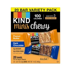 KIND Chewy Minis Gluten-Free Bar Variety Pack, 0.81 oz., 20 Bars/Box (40106)