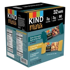 KIND Minis Gluten Free Nut Bar, Variety Pack, 32 Bars/Box (220-00799)