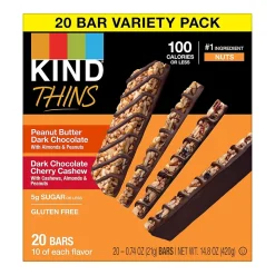 KIND Thins Gluten Free Bar Variety Pack, 14.8 oz., 20 Bars/Box (41891)