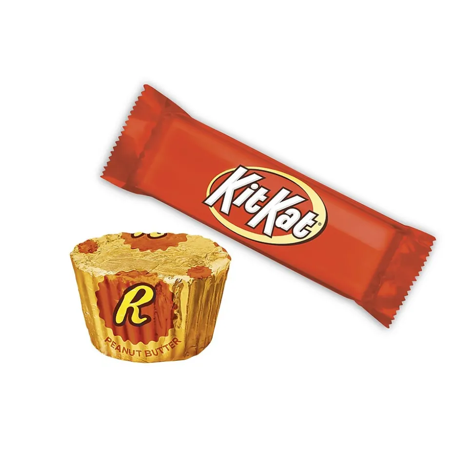 KIT KAT and REESE'S Assorted Milk Chocolate Flavored Miniatures, Candy Party Pack, 33.36 oz (HEC40040)