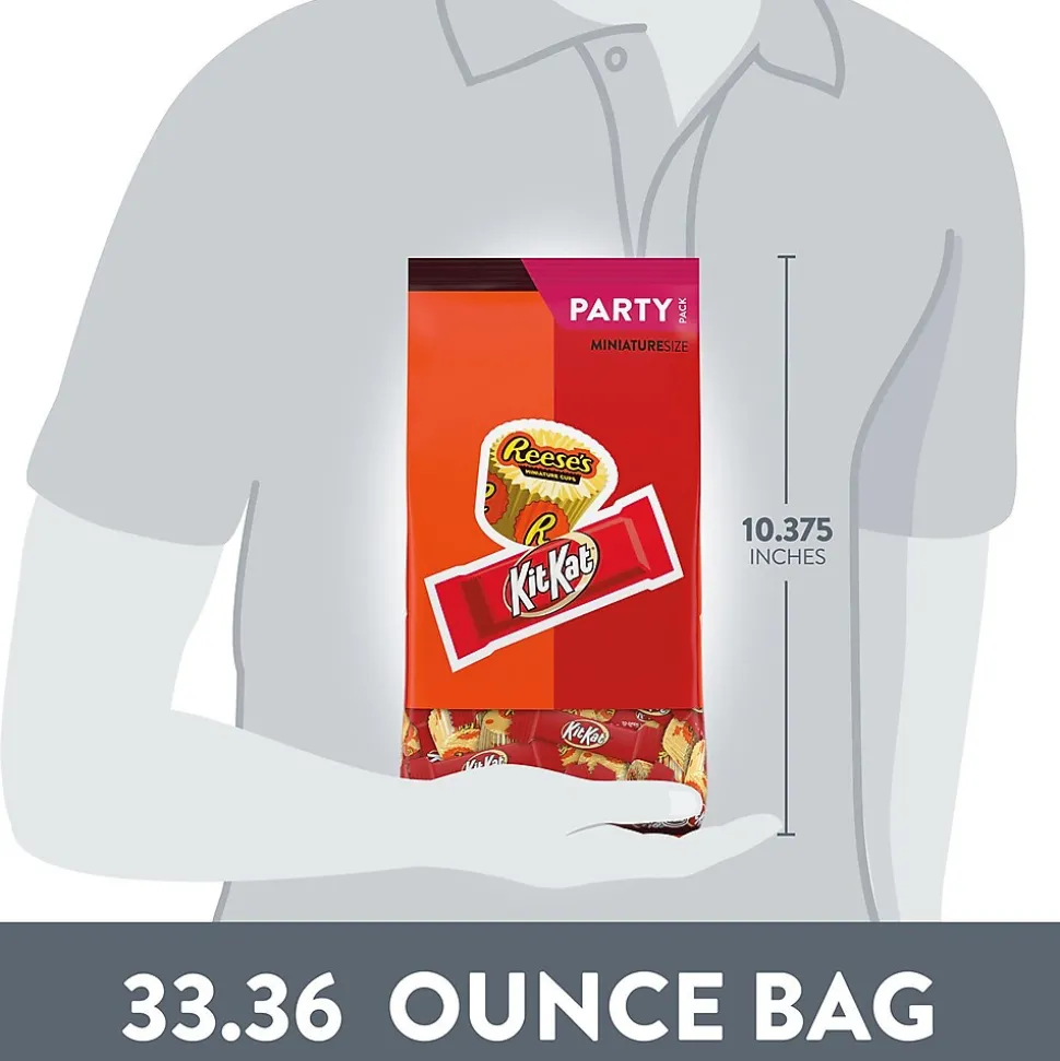 KIT KAT and REESE'S Assorted Milk Chocolate Flavored Miniatures, Candy Party Pack, 33.36 oz (HEC40040)