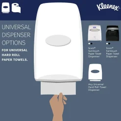 Kleenex Essential Plus+ Recycled Hardwound Paper Towels, 1-ply, 600 ft./Roll, 6 Rolls/Carton (50606)