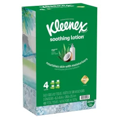 Kleenex Lotion Facial Tissue, 3-ply, 120 Sheets/Box, 4 Boxes/Pack (50179)