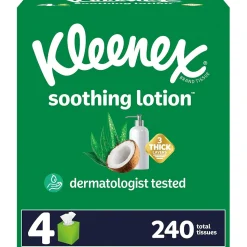 Kleenex Lotion Facial Tissue, 3-Ply, 60 Sheets/Box, 4 Boxes/Pack (54289)