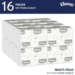 Kleenex Multifold Paper Towels, 1-ply, White, 150 Sheets/Pack, 16 Packs/Carton (01890)