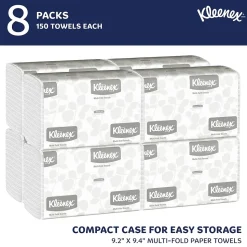 Kleenex Recycled Multifold Paper Towels, 1-ply, 150 Sheets/Pack, 8 Packs/Carton (02046)