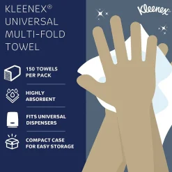 Kleenex Recycled Multifold Paper Towels, 1-ply, 150 Sheets/Pack, 8 Packs/Carton (02046)