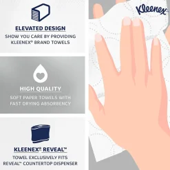 Kleenex Reveal Multifold Paper Towels, 2-Ply, White, 150 Sheets/Pack, 16 Packs/Carton (46321)