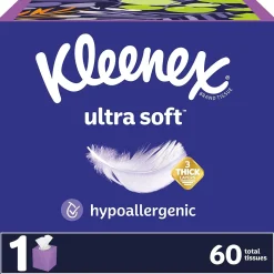 Kleenex Ultra Soft Facial Tissues, 3-Ply, 60 Sheets/Box, 27 Boxes/Pack (54277)