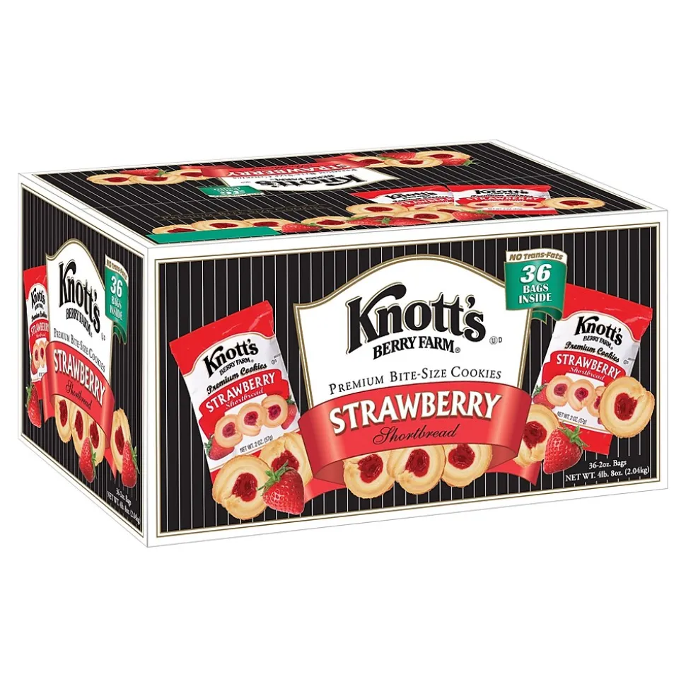 Knott's Berry Farm Premium Bite Size Strawberry Shortbread, 2 oz., 36/Carton (BIS59637)