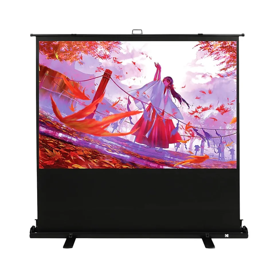 Kodak 100" Portable Manual Floor Projector Screen, Matte White/Black (RODPJSPFU100)