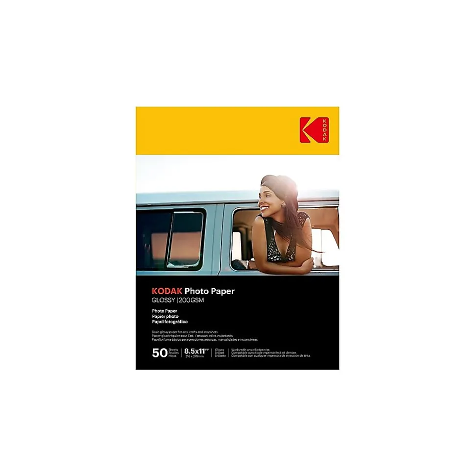 Kodak Glossy Photo Paper, 8.5" x 11", 50 Sheets/Pack (41182)