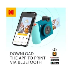 Kodak Smile+ 5 Megapixels Digital Instant Print Camera, Teal/Blue (RODSMPCAMBL)