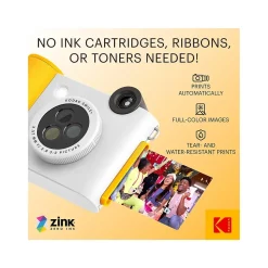 Kodak Smile+ 5 Megapixels Digital Instant Print Camera, White/Yellow (RODSMPCAMW)