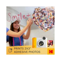 Kodak Smile+ 5 Megapixels Digital Instant Print Camera, White/Yellow (RODSMPCAMW)